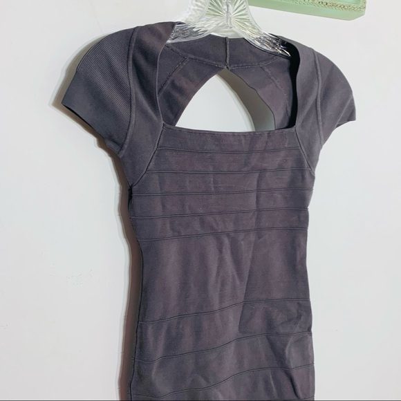 Vintage Y2K Guess Marciano dark Grey fitted bodycon mini dress small open back - Picture 3 of 5